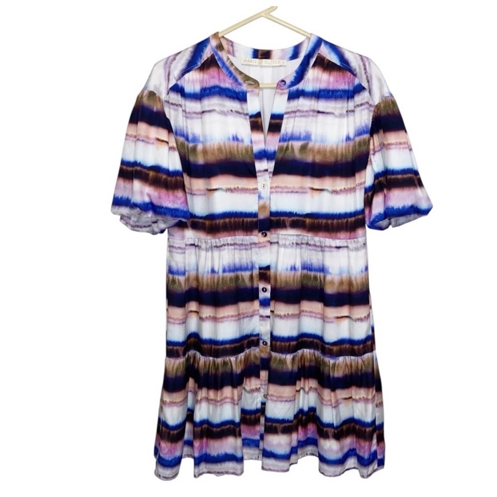 Marie Oliver Dress Womens Medium Kiki Mini Button Up Terrain Silk Cotton Boho